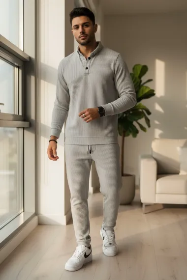 Trening barbati slim fit gri, Pantaloni + Bluza C200 29-1.3